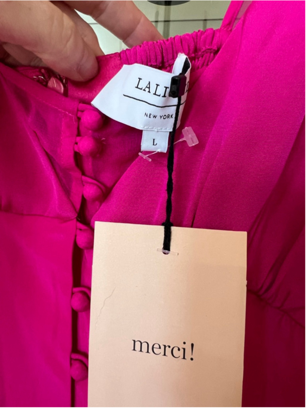NWT LA LIGNE Pink Silk Midi Dress L - Picture 10 of 16